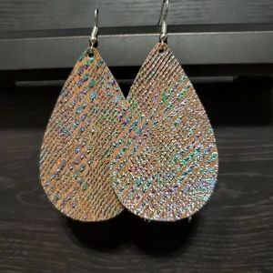 Teardrop Faux Leather embossed metallic spot